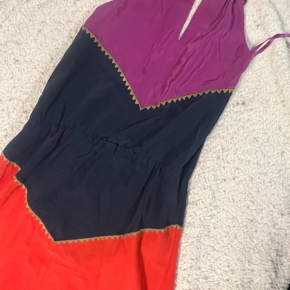 BCBG Max Azria Dee Silk color block halter Maxi Dress Sz XS - Picture 9 of 11